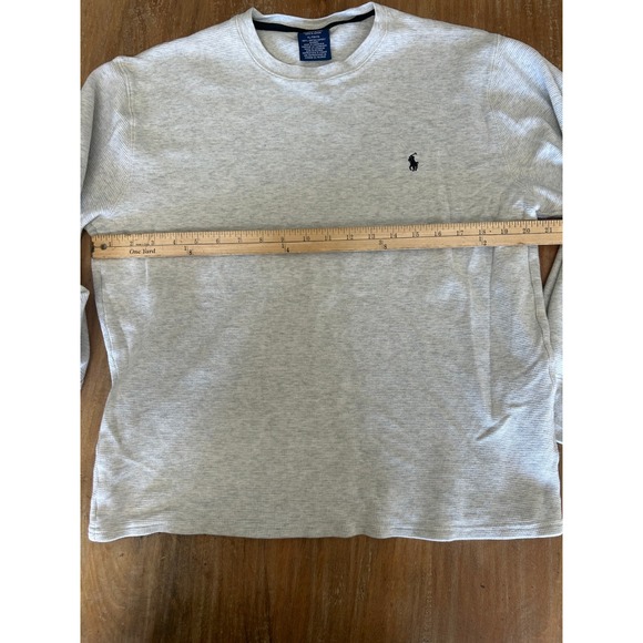 Polo Ralph Lauren Mens Gray Waffle Knit Long Sleeve Shirt XL - Picture 5 of 6